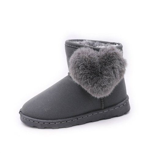 New winter children's shoes, solid color children's snow boots, warm children's boots, waterproof, cute paste discs, parent-child style for girls