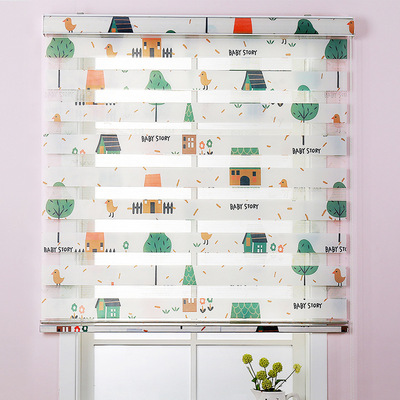 升降免打孔卷簾百葉窗簾雙層手拉簾客廳廚房衛生間浴室全遮光防水