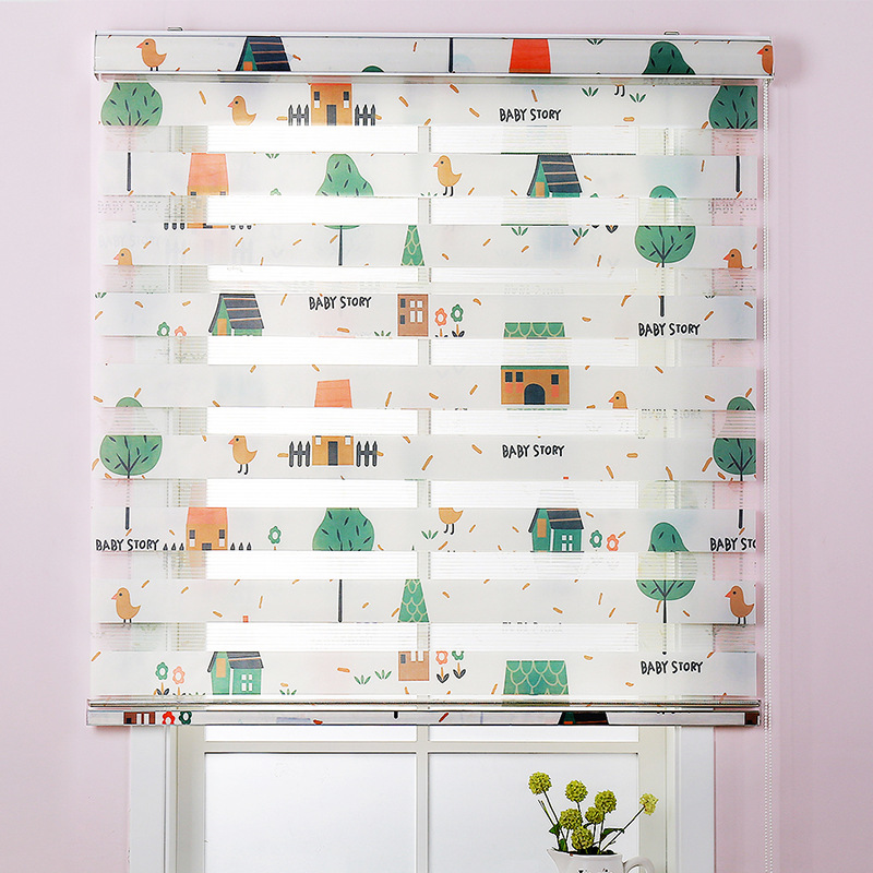 升降免打孔卷簾百葉窗簾雙層手拉簾客廳廚房衛生間浴室全遮光防水