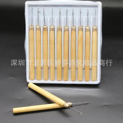 批发接发驳发专用木把钩针 假发钩针 接发勾针 木钩针 接发工具|ru