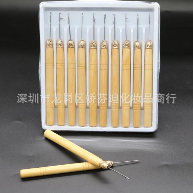 批发接发驳发专用木把钩针 假发钩针 接发勾针 木钩针 接发工具|ru