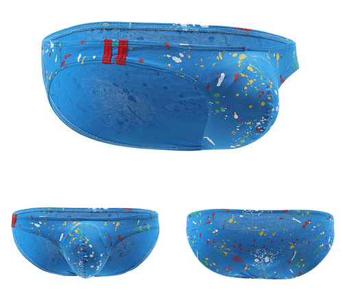 Wholesale AliExpress Foreign Trade Sexy Men's Underwear Printed Cotton Low Waist Paint Dot Briefs E046