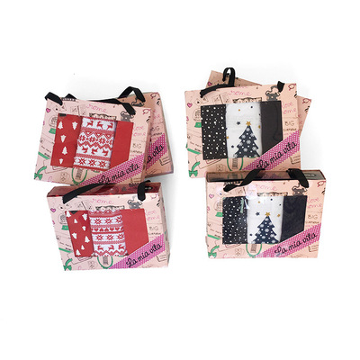 外貿原單女士包臀平角褲純棉低腰波褲3條裝聖誕印花款德國單