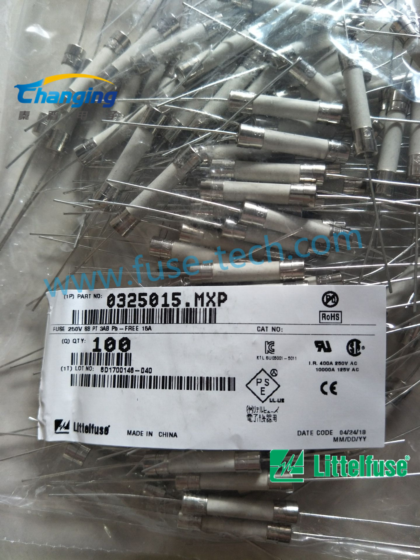 0325015.MXP 原装进口力特 6X30 15A 250V 慢断陶瓷带线保险丝