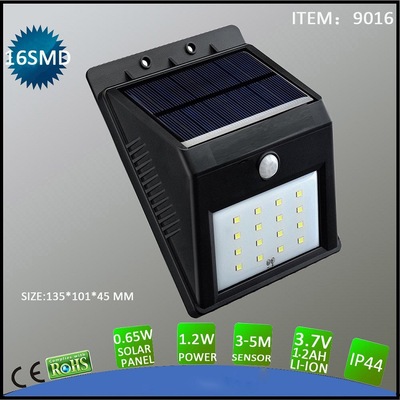 源頭廠家 太陽能16LED人體感應燈戶外庭院牆壁燈