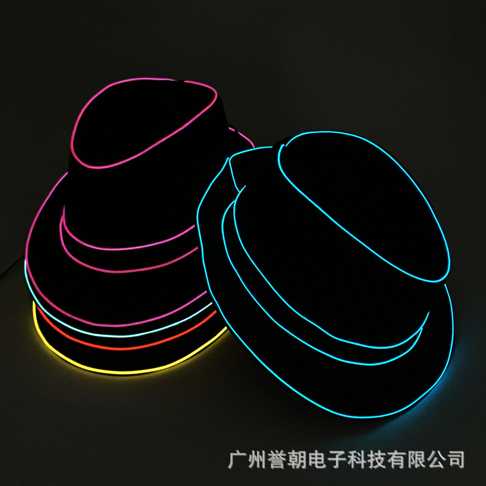 EL发光帽3V四功能-发光礼帽 化装舞会派对狂欢酒吧绅士表演荧光帽