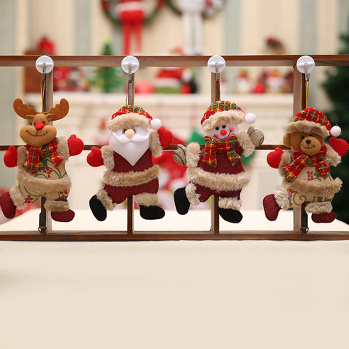 2pcs Christmas tree decor pendant accessories Santa Claus doll dancing snowman deer bear fabric puppet small hanging pendant gift