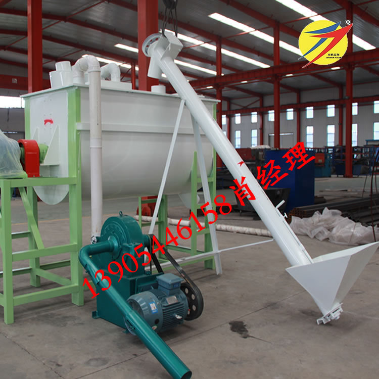 畜禽饲料机养殖专用1000型卧式搅拌机自吸式上料粉碎搅拌机组