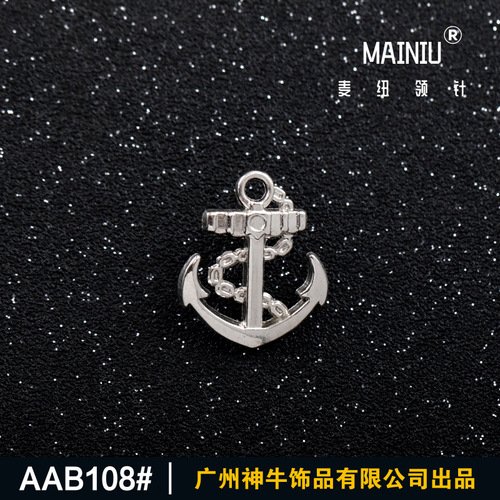 AAB108#Korean trendy metal anchor collar pin/men's suit pin wholesale navy style small brooch