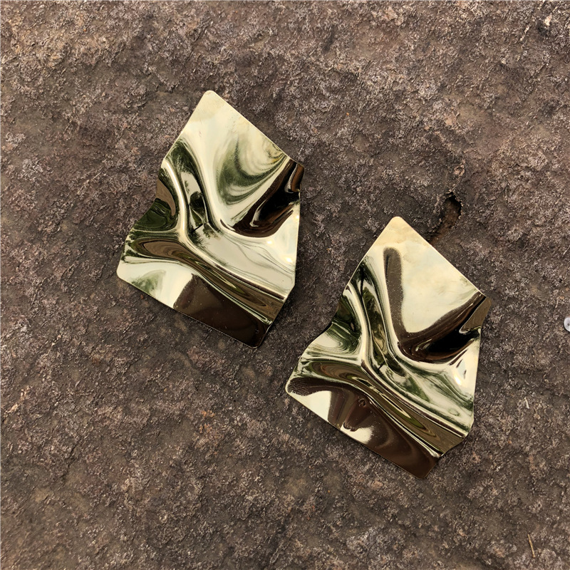 Pleated Design 1 Pair Casual Simple Style Geometric Pleated Alloy Ear Studs