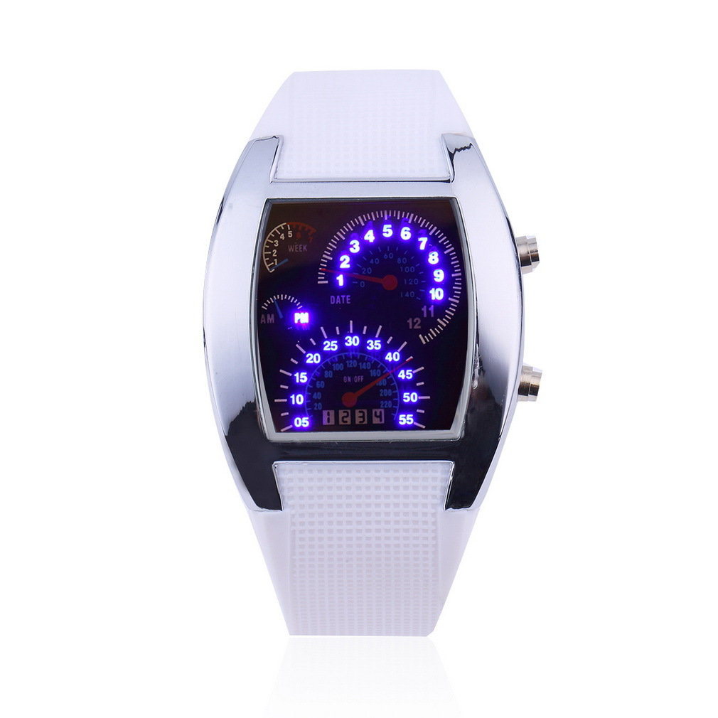 LED spor saat, yelpaze göstergesi tasarım erkek izle