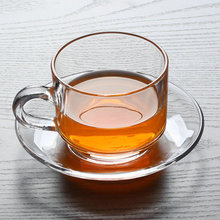 家用玻璃杯子歐式透明咖啡杯大號花茶杯耐熱杯碟套把杯小茶杯套裝