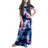 Dress, long skirt, Amazon, children's clothing, Aliexpress, European style, with short sleeve, flowered