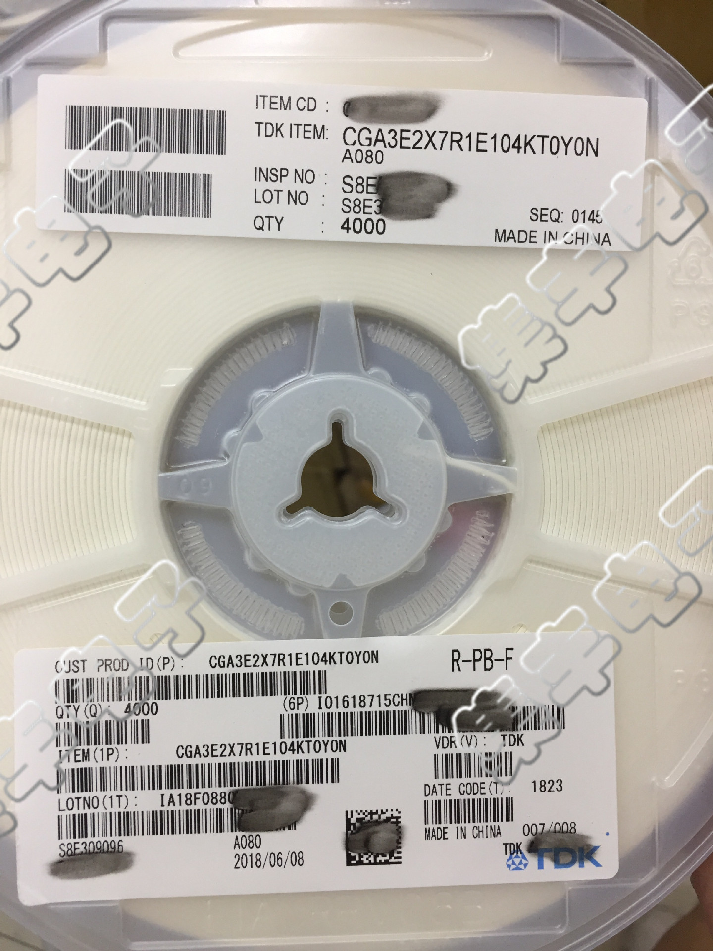 贴片TDK电容 0603(1608) 104K 100nF 25V 10% 实物拍摄