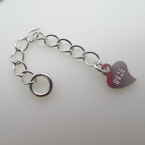 S925 sterling silver DIY handmade material accessories, bracelet necklace extension chain accessories, plain silver love extended chain tail