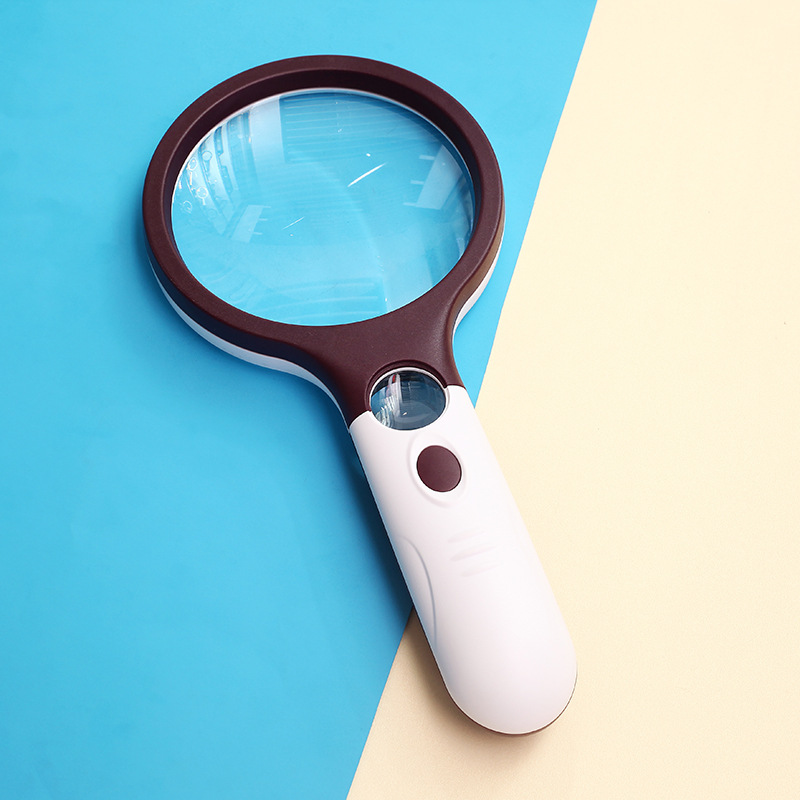 新款大号带灯阅读塑料放大镜 30倍手持高清珠宝鉴定放大镜70108AB