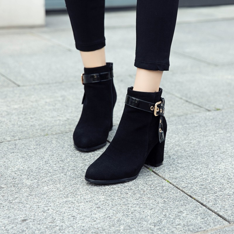 Suede High Heel Ankle Boots 6