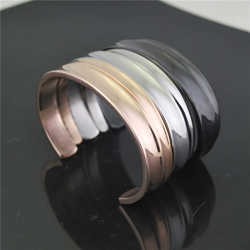 Bracelet stainless steel unisex, European style, two widths 9.8mm & 6.0mm, cuff design