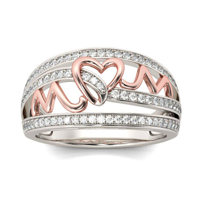 Creative Love Mom Alloy Ring Plated 14k Color Separation Mother's Day Gift display picture 1