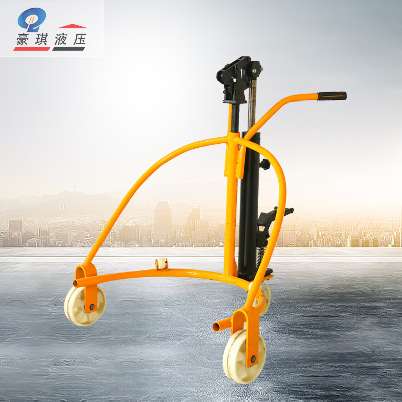 铁塑两用手动液压搬运叉车350kg脚踏式咬嘴搬运车手动油桶搬运车