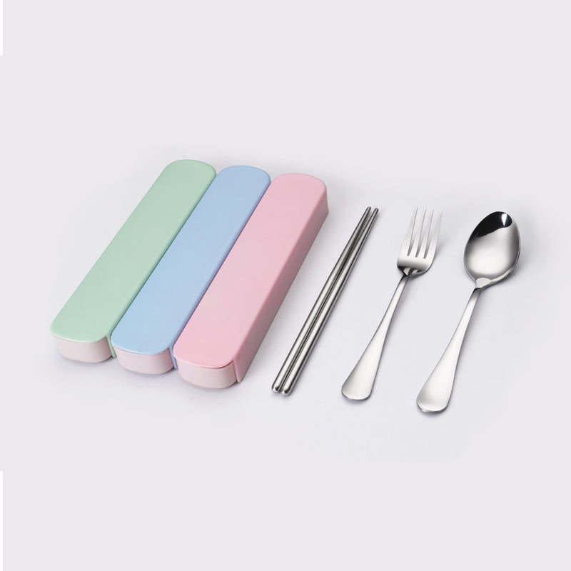 Stainless steel cutlery Three-piece Suite Spoon suit outdoors portable children student travel gift tableware