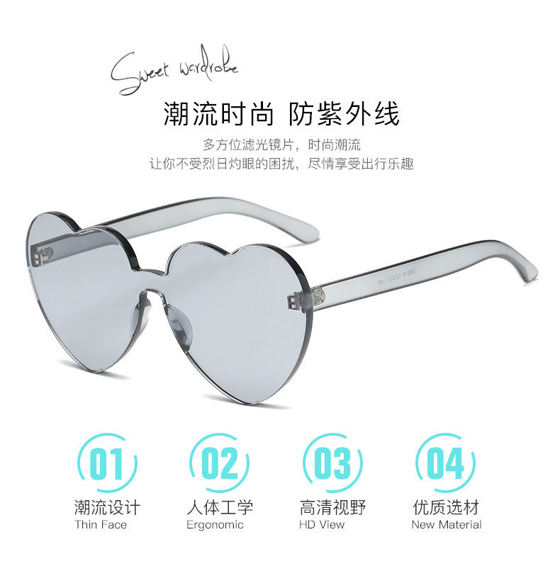 糖果色爱心形太阳镜个性一体片眼镜厂家批发新款速卖通欧美墨镜详情2