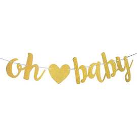 迎婴派对字母拉旗宝宝生日拉花周岁派对装饰横幅 金色OH BABY吊旗