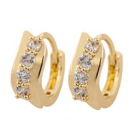 义乌流行饰品 圆形超闪AAA锆石耳环仿真金饰品速卖通饰品现货批发