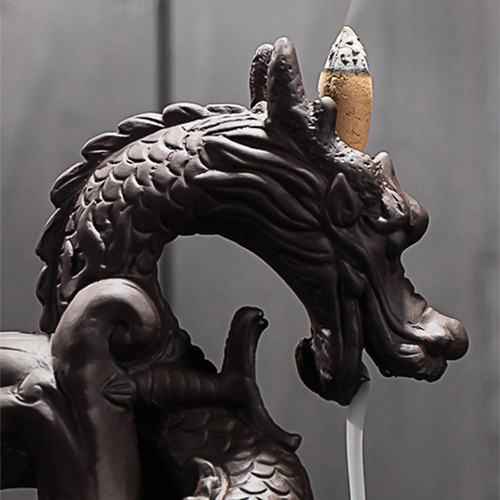 Cross-border large purple sand dragon smoke backflow incense burner tea ceremony ornaments creative incense burner dragon home furnishings incense ceremony original