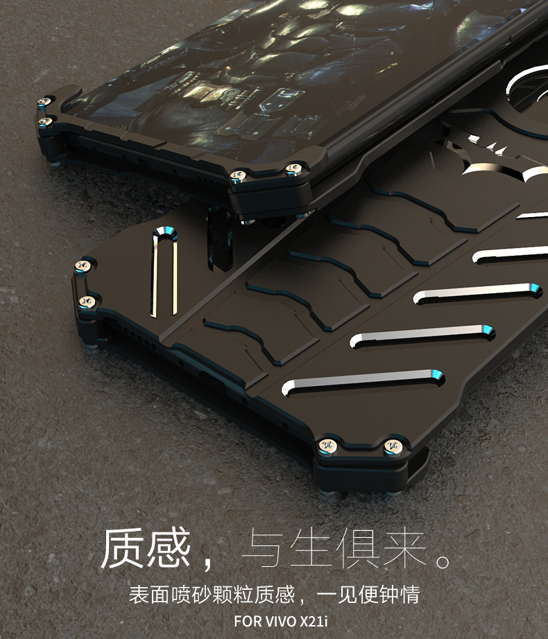R-Just Batman Shockproof Aluminum Shell Metal Case with Custom Batarang Stent for vivo X21i & vivo Z1