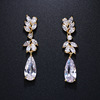 Earrings, fashionable golden zirconium, accessory, pink gold, wholesale