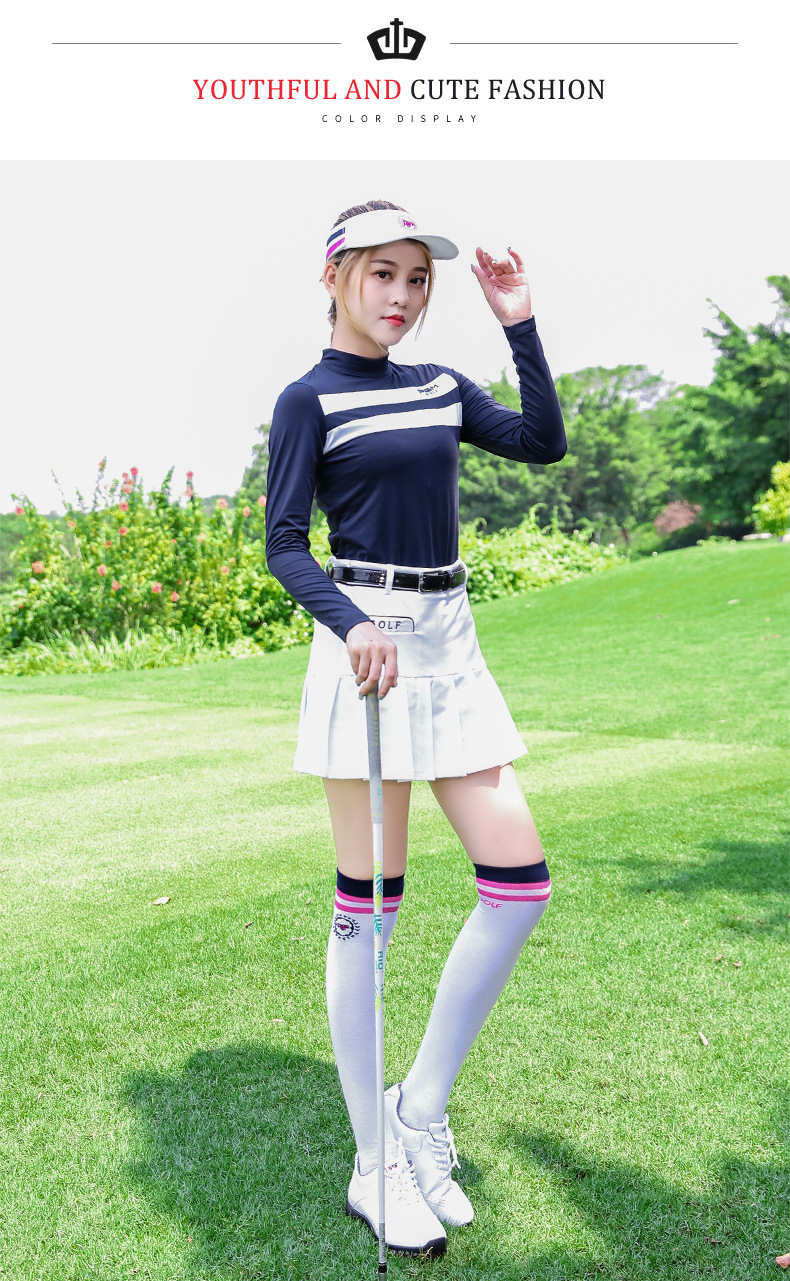 Bộ quần áo golf nữ PGM dài tay mặc trong mùa thu đông — Áo màu xanh hải quân màu trắng YF160, Áo đỏ trắng YF160, YF144 phiên bản dày màu trắng, Áo đỏ trắng YF160 [loại mỏng] chi tiết 9
