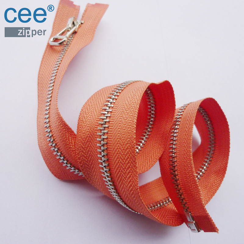 5#镀白金金属拉链OEKE-TEX认证自锁带锁衣服闭口有锁