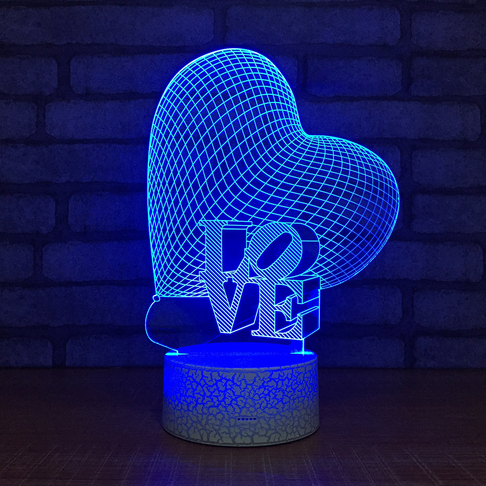 亚马逊爆款 爆裂纹3D灯小夜灯台灯