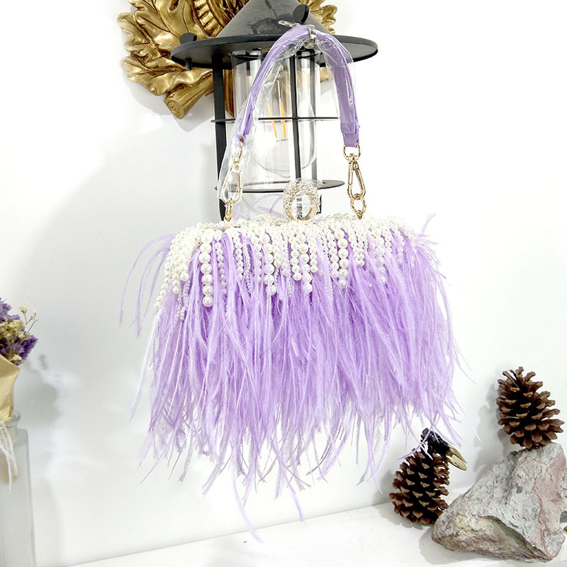 2024 Autumn and Winter New Mao Mao Bag Fashion Evening Banquet Bag Clutch Bag Pearl Hand Chain Bag