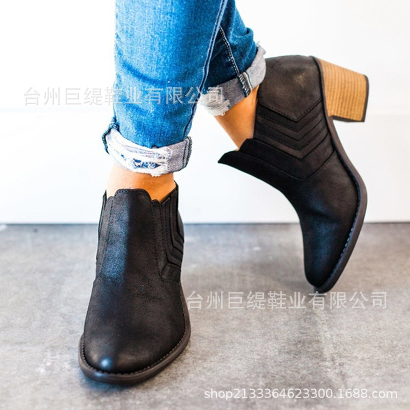 2018 Autumn and Winter Wish Amazon New Thick Heel Women's Shoes Are in Stock and Large Size Women's Shoes for Export