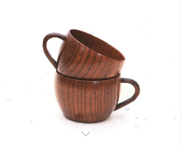 一級(jí)品木杯子  大肚茶杯 創(chuàng)意復(fù)古把手咖啡杯 帶柄水杯 平底杯子