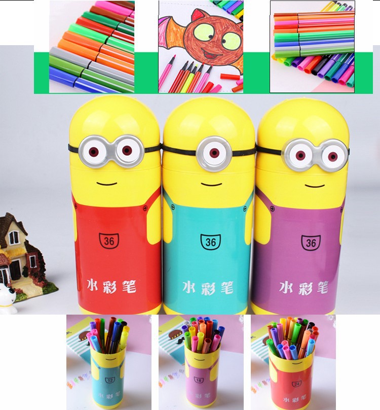 12/18/24色水彩筆 韓版可愛卡通塗鴉畫筆 可水洗繪畫筆彩筆文具