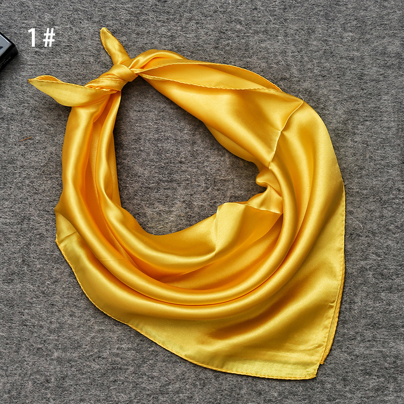 Satin Material Solid Color Pattern Women's Simple Style Solid Color Satin Printing Silk Scarf
