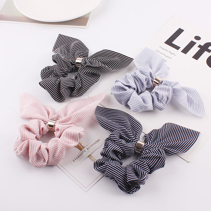 New Fashion Rabbit Ears Hair Rope Chiffon Metal Buckle Cheap Hair Ring Wholesale display picture 3