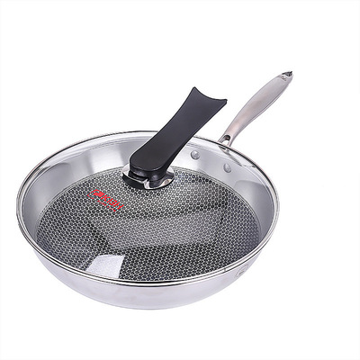 德国康巴赫蜂巢炒锅快手二代304不锈钢家用无油烟煎炒不粘锅正品|ms
