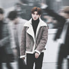 Xu Kun Same item grey Fanmao Suede Lambswool Inside Stand collar Korean Edition Jacket coat lovers Winter models