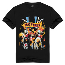 歐美Guns N&#39; Roses槍炮與玫瑰樂隊t恤外貿搖滾印花男裝3D數碼T恤