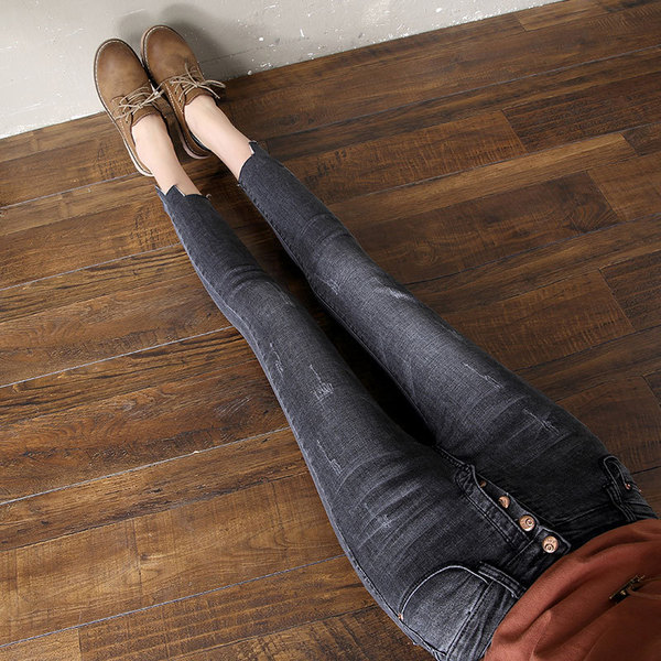 spring high waist jeans new female irregular fashion Institute wind