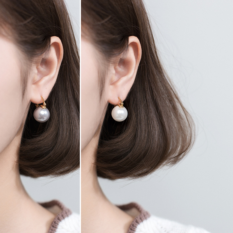 S925 botón de orejas de plata para mujeres estilo japonés simple perlas sintéticas dulces pendientes cortos joyas de orejas G1185