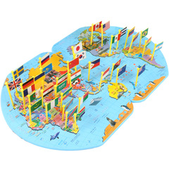 World map with national flag for children to understand wooden puzzles for intellectual development 3 years old kindergarten educational toys 4-6 years old