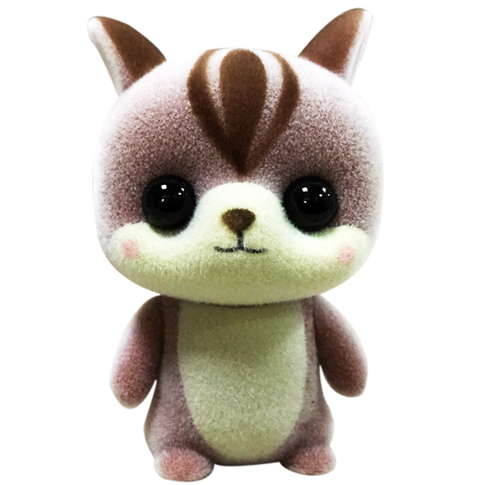 Japonés lindo pequeño animal flocado muñeca de juguete decoración japonés escritorio lindo regalo de la decoración de la joyería