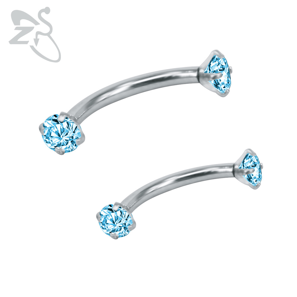 316L Stainless Steel Diamond Eyebrow Ring Round Zircon Eyebrow Barbell Piercing Jewelry Wholesale detail image 8
