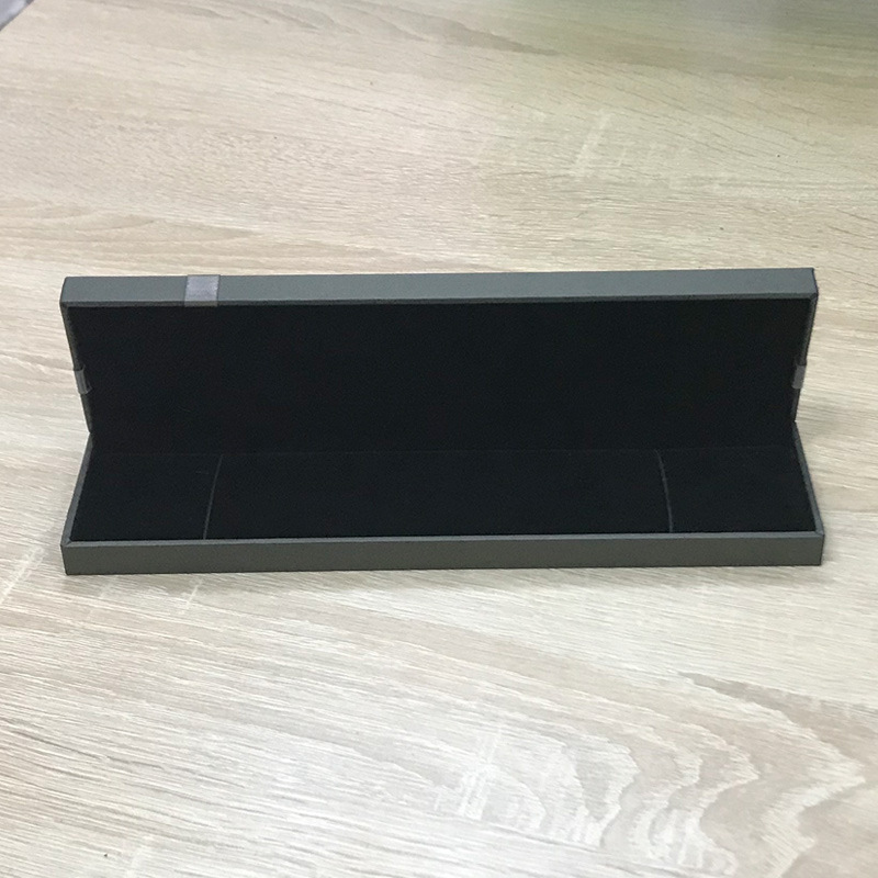 Cuero rectangular larga franela de papel collar pulsera tobillera caja de regalo joyería arco caja de embalaje