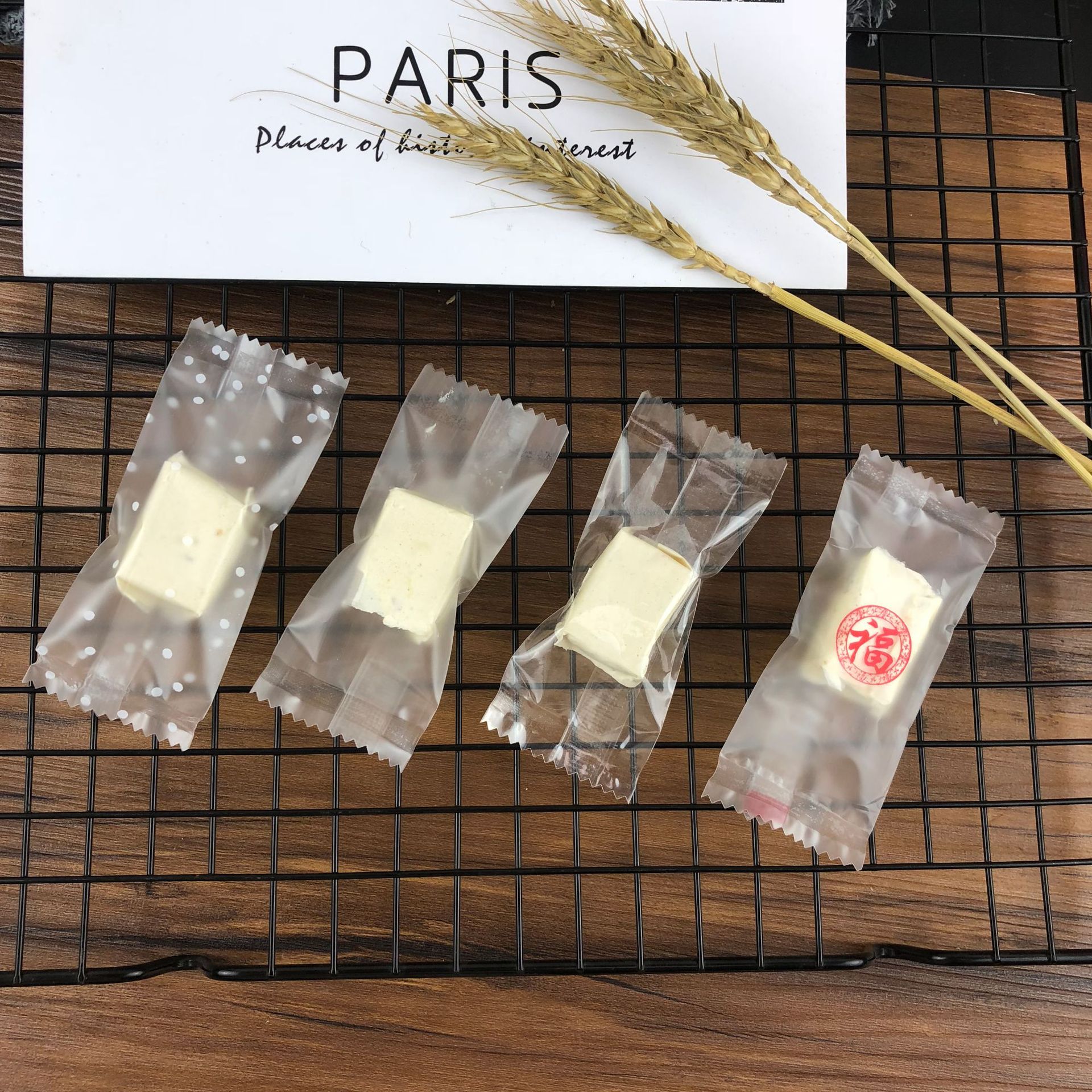 Engrosado hornear bolsa de embalaje de caramelo turrón hecho a mano bolsa de embalaje caramelo de papel bolsa de caramelo helado translúcido máquina sello bolsa